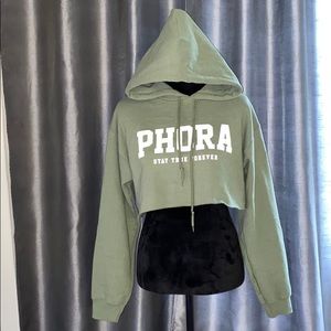 PHORA army green crop sweatshirt
